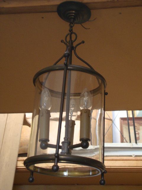 3 lights round brass lantern