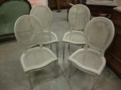 4 beechwood painted Louis XVI style caned chair 