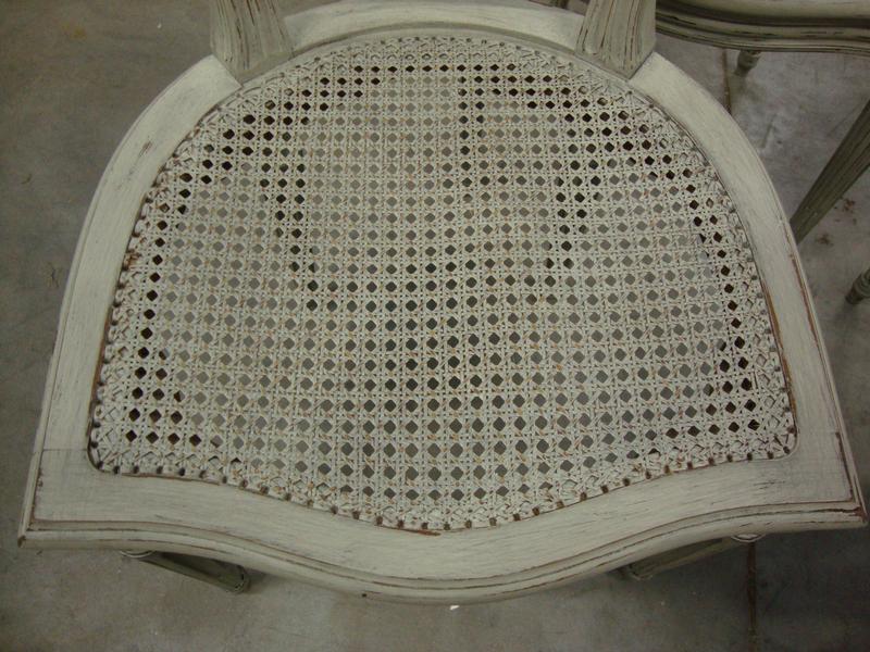 4 beechwood painted Louis XVI style caned chair 