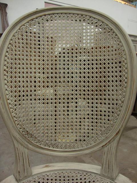 4 beechwood painted Louis XVI style caned chair 