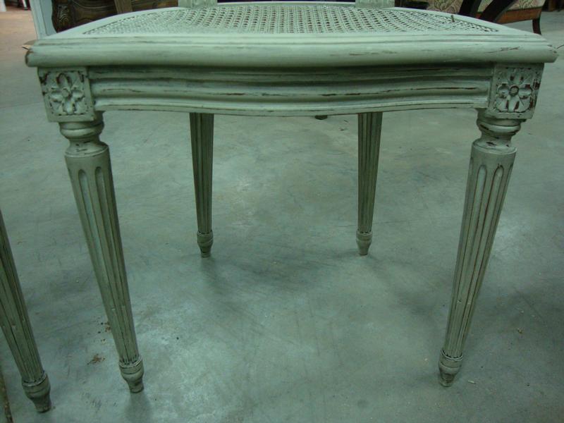 4 beechwood painted Louis XVI style caned chair 