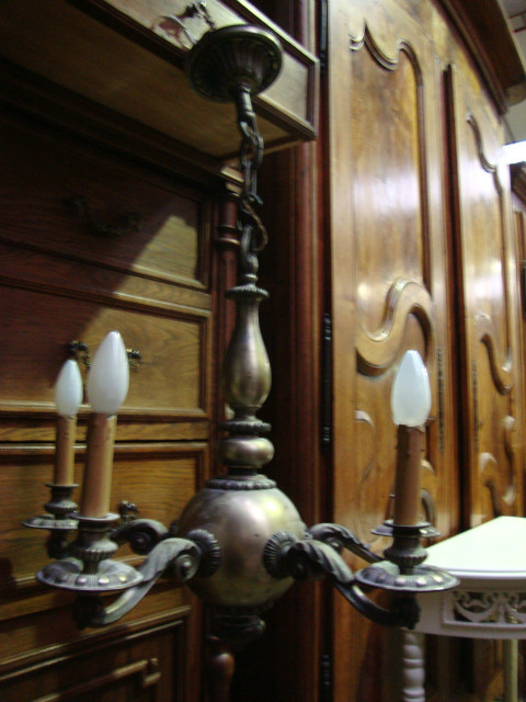 5 lights Regency style bronze chandelier