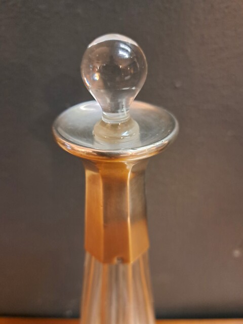 Art Deco carafe in solid silver and period crystal