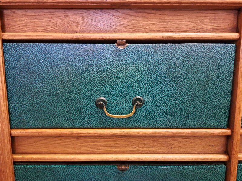 Art Deco period notary filing cabinet in solid light oak