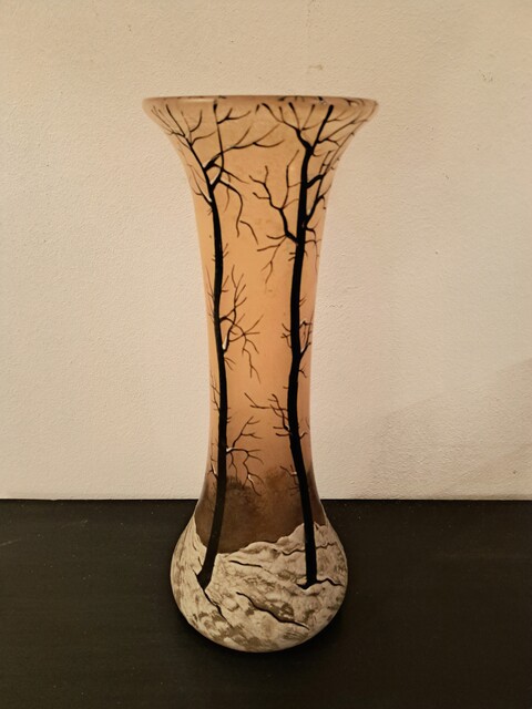 Art Nouveau vase signed Legras, made of enameled glass