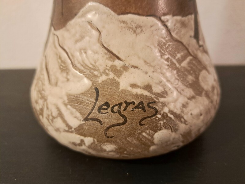 Art Nouveau vase signed Legras, made of enameled glass