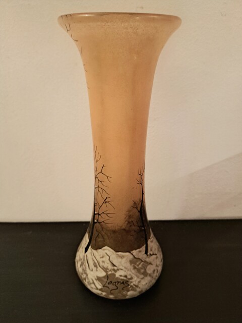 Art Nouveau vase signed Legras, made of enameled glass