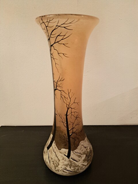 Art Nouveau vase signed Legras, made of enameled glass