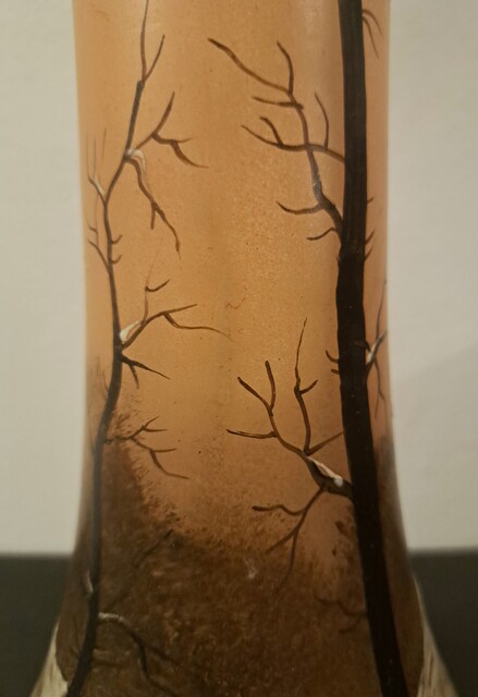 Art Nouveau vase signed Legras, made of enameled glass