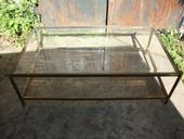 Beveled glass and brass coffee table