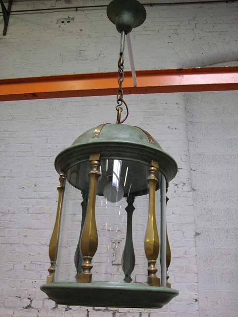 Big brass and green patination lantern