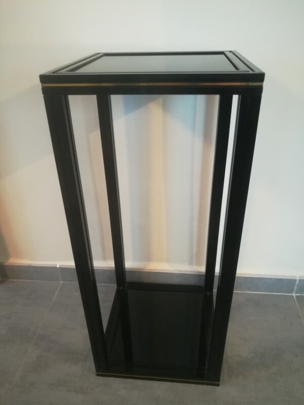 Black glass and lacquered metal Pierre Vandel side table