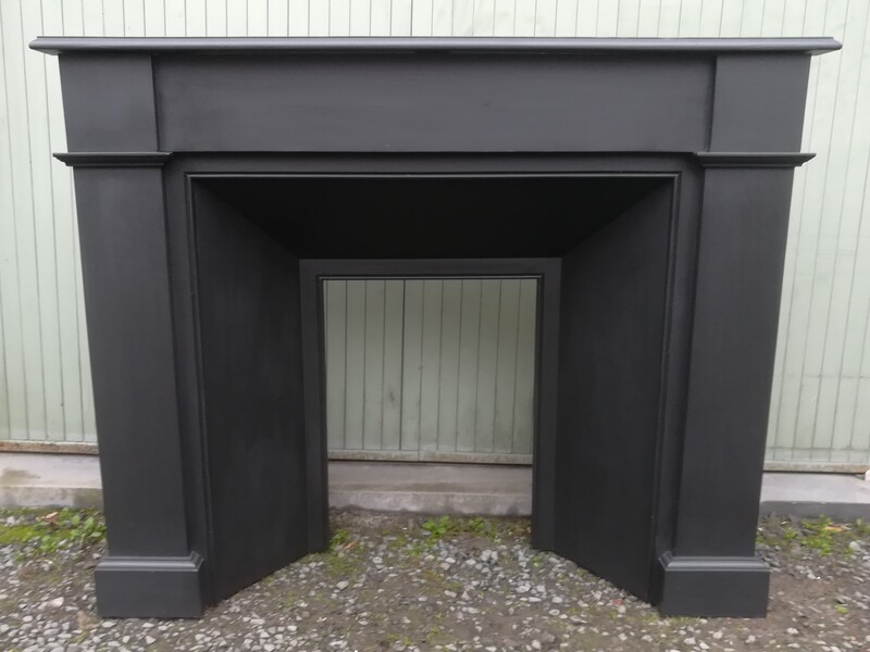 Black painted pine fireplace mantel