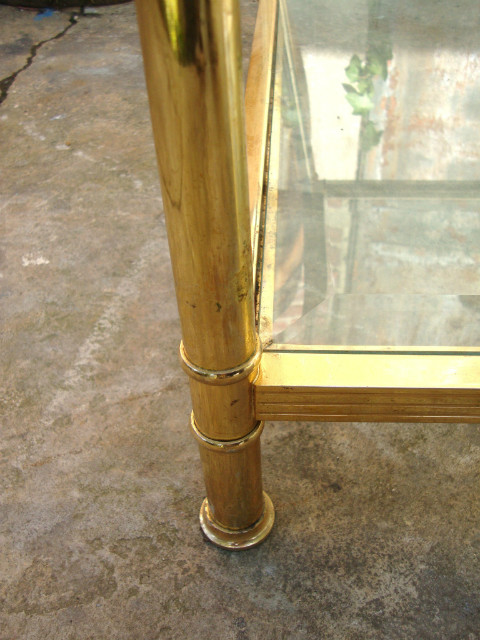 Brass and beveled glass coffee table