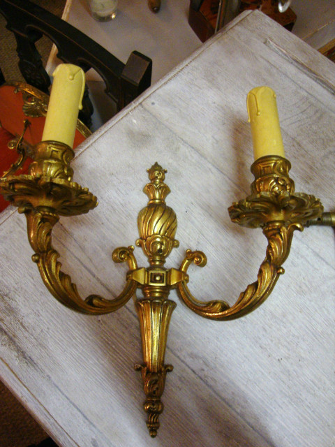 Bronze 2 lights Louis XVI style wall light
