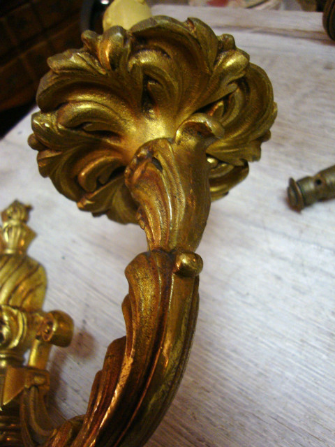 Bronze 2 lights Louis XVI style wall light