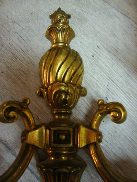 Bronze 2 lights Louis XVI style wall light