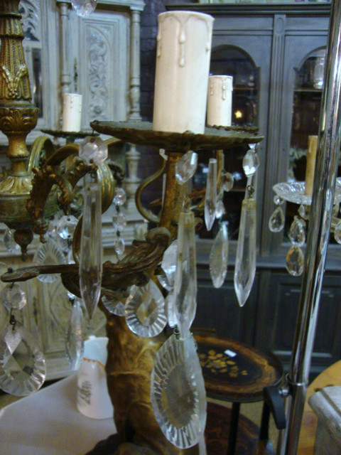 Bronze and glass 5 lights chandelier