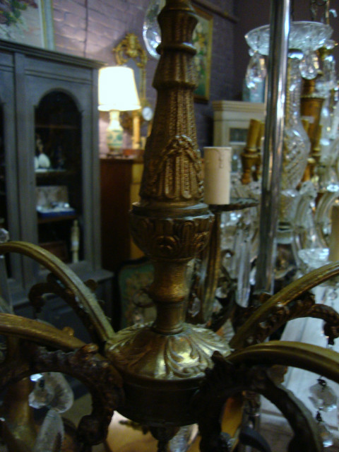 Bronze and glass 5 lights chandelier