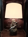 Brushed spelter lamp signed by Louis Moreau