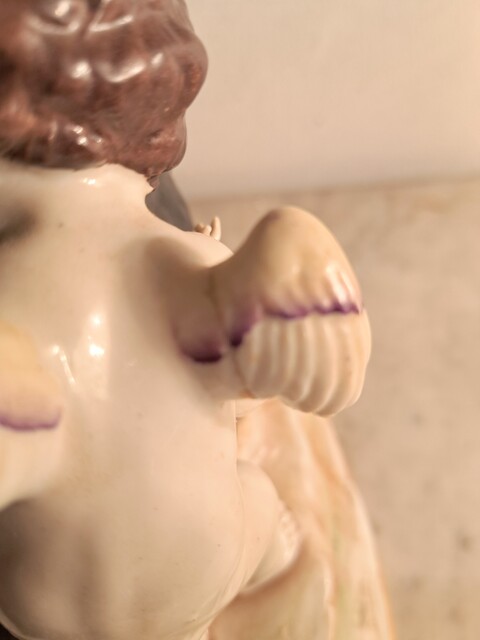 Capodimonte polychrome porcelain group of cherubs and a goat