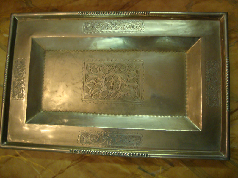Carved metal tray