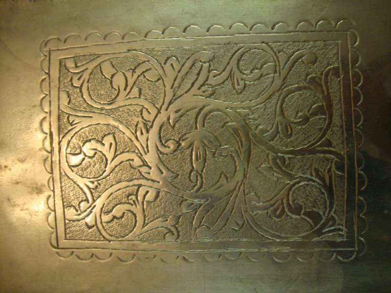 Carved metal tray