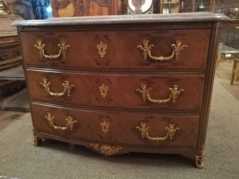 Regency style rosewood marquetry chest of drawers