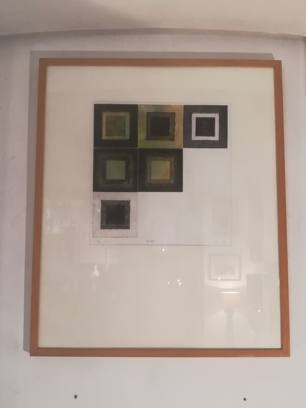 Etching heightened with watercolor 