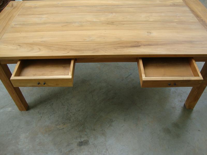 Elm long table with 2 drawers