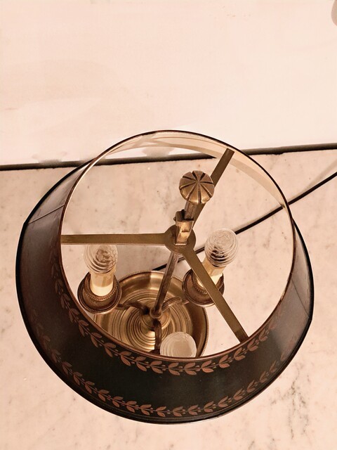 Empire style bouillotte lamp in gilt bronze and lacquered sheet metal