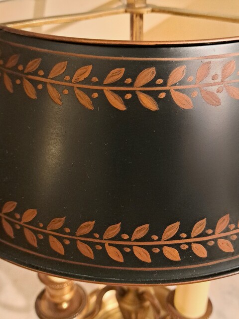 Empire style bouillotte lamp in gilt bronze and lacquered sheet metal