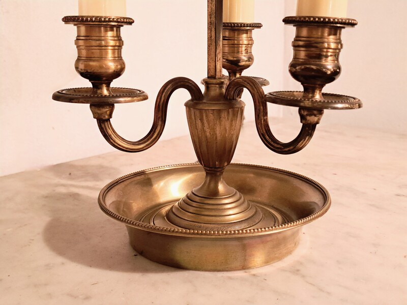 Empire style bouillotte lamp in gilt bronze and lacquered sheet metal