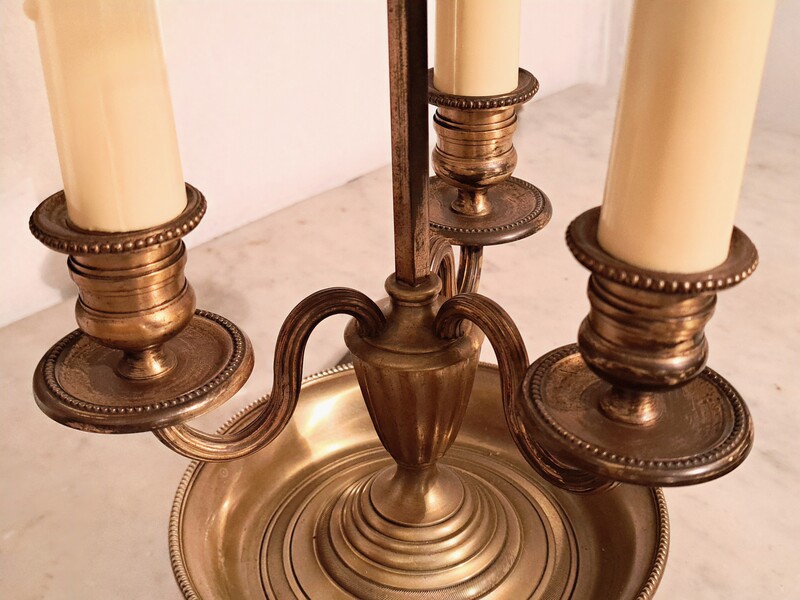Empire style bouillotte lamp in gilt bronze and lacquered sheet metal