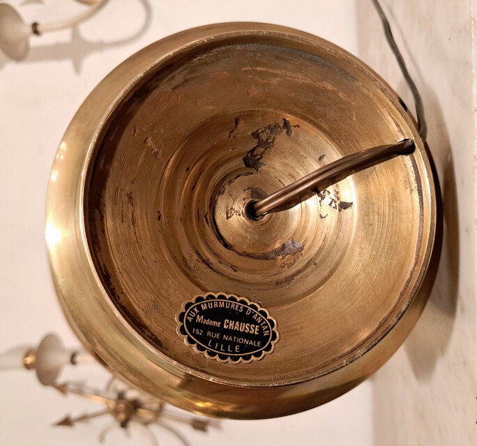 Empire style bouillotte lamp in gilt bronze and lacquered sheet metal