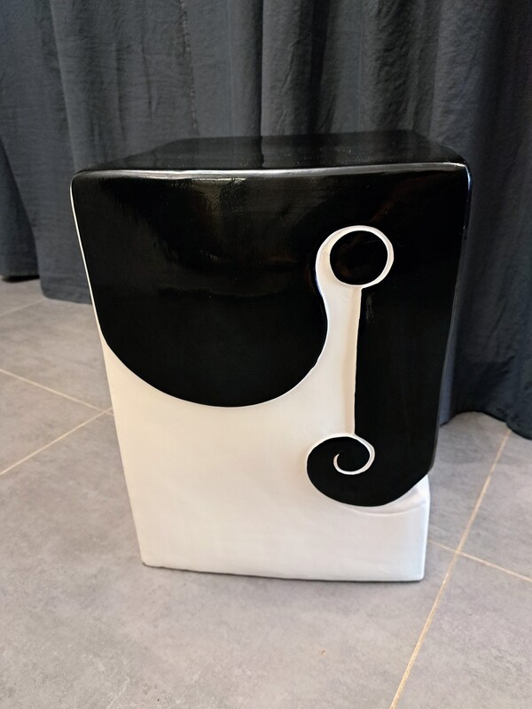 Enamelled ceramic elephant model end table 