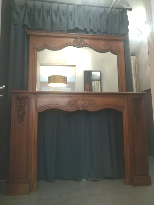 Oak Louis XV style fireplace 