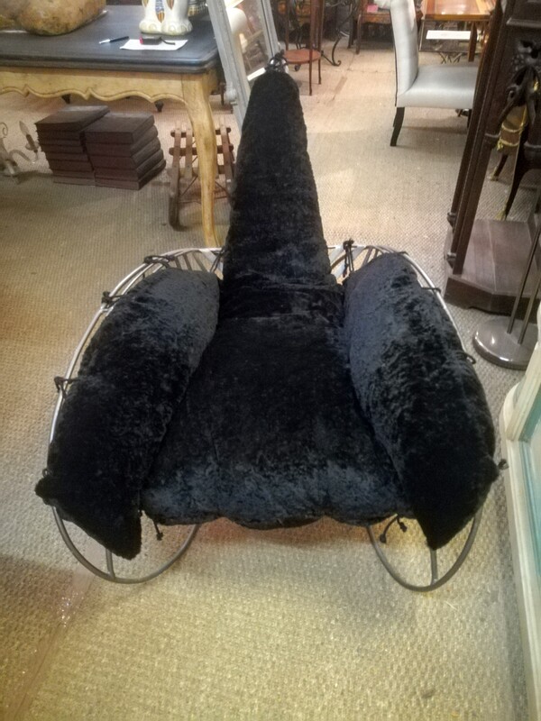 Metal and velvet André Dubreuil style «spiral» armchair