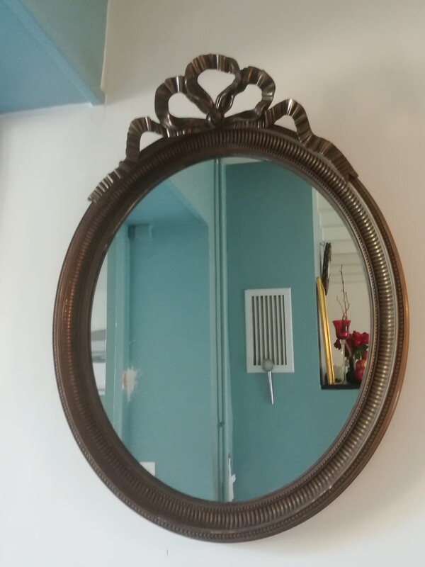 Gilded plaster Louis XVI style ovale miror