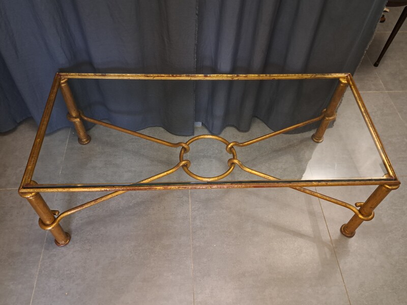 Gilt metal coffee table by Giovanni Banci for Hermes