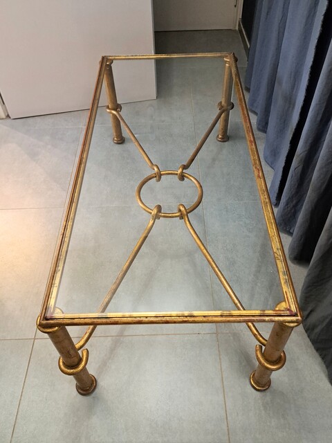Gilt metal coffee table by Giovanni Banci for Hermes