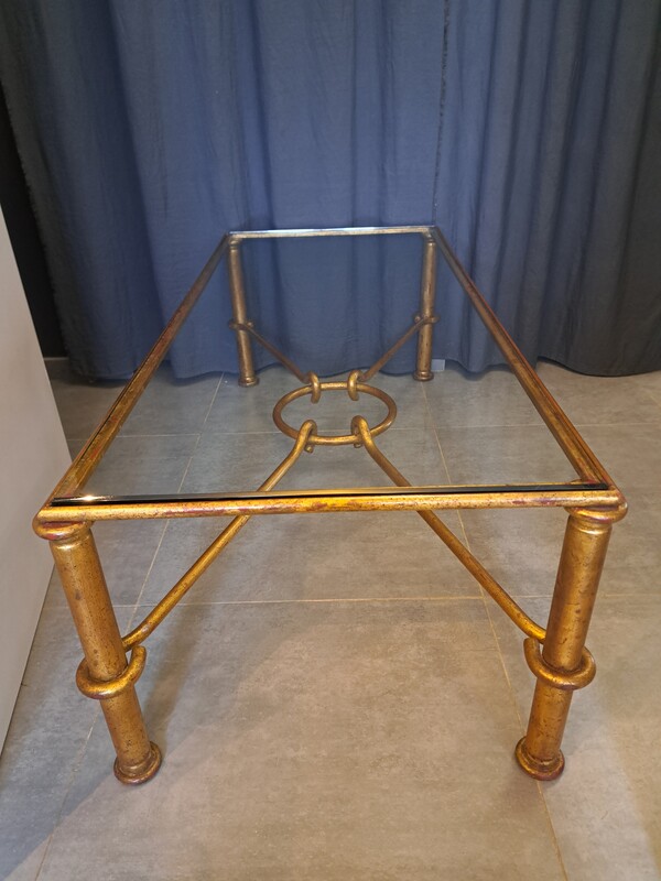 Gilt metal coffee table by Giovanni Banci for Hermes