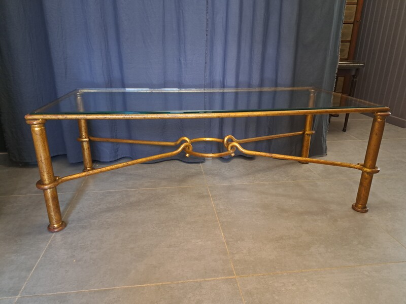 Gilt metal coffee table by Giovanni Banci for Hermes