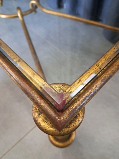 Gilt metal coffee table by Giovanni Banci for Hermes