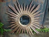 Gilt wood carved sun mirror
