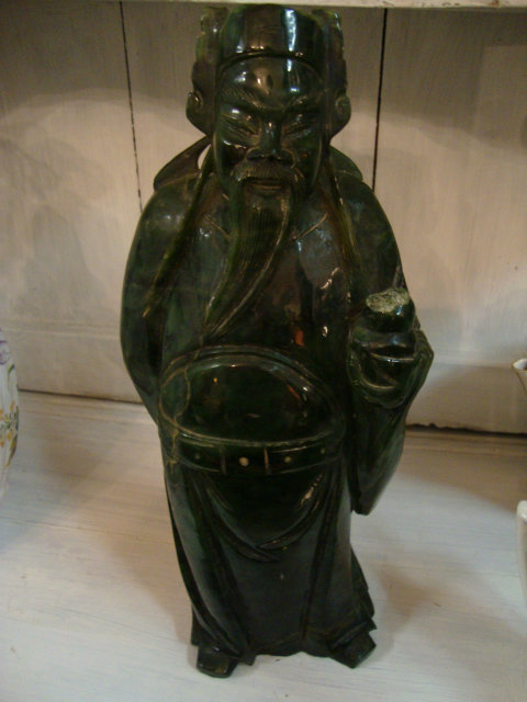 Green stone sculpted chinese wiseman statue