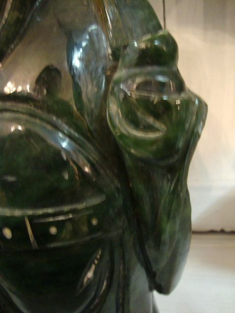 Green stone sculpted chinese wiseman statue