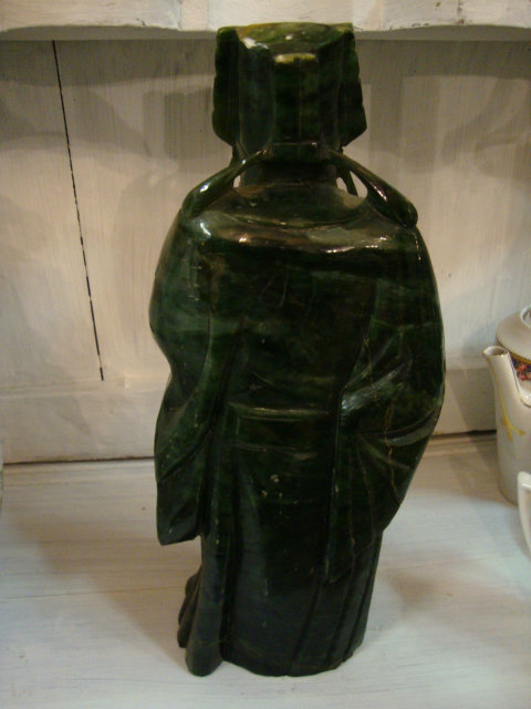 Green stone sculpted chinese wiseman statue