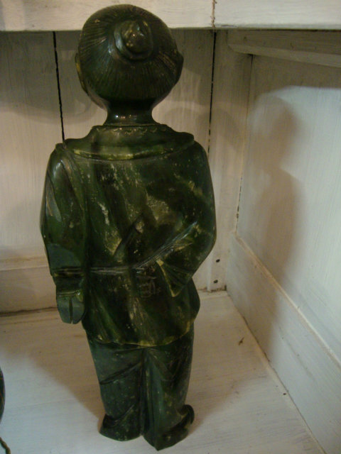 Green stone sculpted chinese wiseman statue