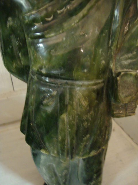 Green stone sculpted chinese wiseman statue